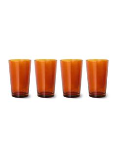 TEA GLASSES 70S AMBER BROWN SET OF 4