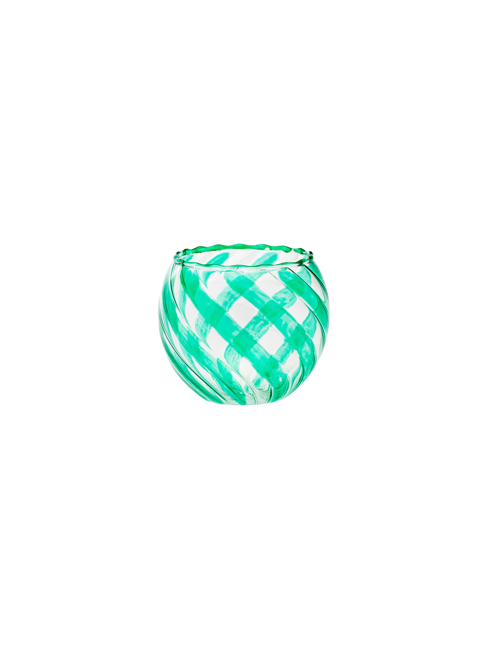 TEA LIGHT HOLDER WAVES GLASS SEAFOAM GREEN