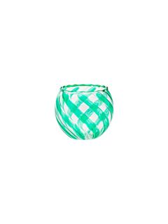 TEA LIGHT HOLDER WAVES GLASS SEAFOAM GREEN