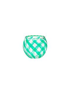 TEA LIGHT HOLDER WAVES GLASS SEAFOAM GREEN