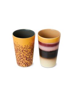 TEA MUGS 70'S CERAMICS BEACH SET OF 2