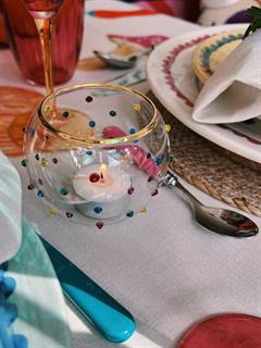 TEALIGHT HOLDER CONFETTI GLASS