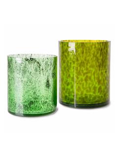 VASES CHEETAH GLASS GREEN SET OF 2